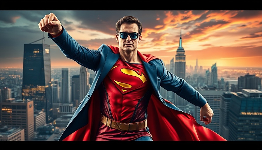 Superman dramatic pose capturing $122 million opening.
