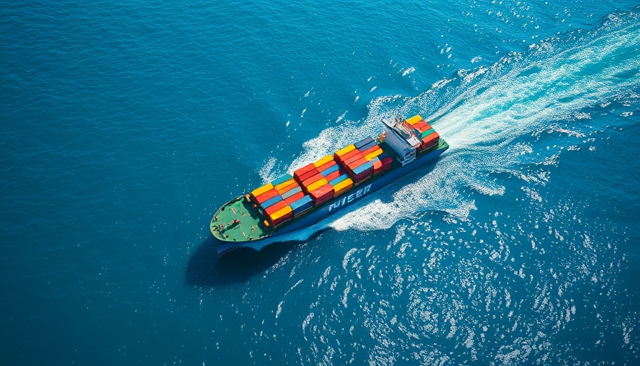 Container ship powered by clean energy on the open sea.