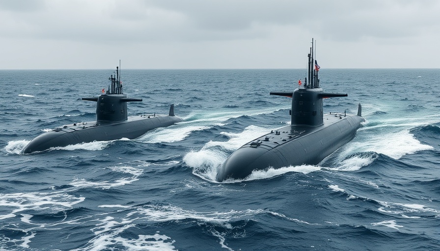 USS Santa Fe and JMSDF submarines during an exercise in open sea.