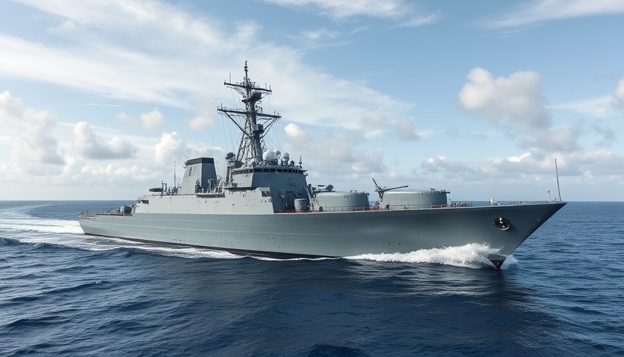 FDI class warship in Greek sea trials with collage of ship features.