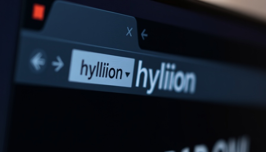 Close-up of Hyliion website on screen, showing URL and navigation menu.