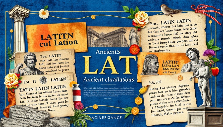 Collage of ancient inscriptions and illustrations with modern style.