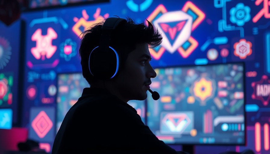 Gamer silhouette with headphones before a neon gaming screen, illustrating adult content regulation in gaming.