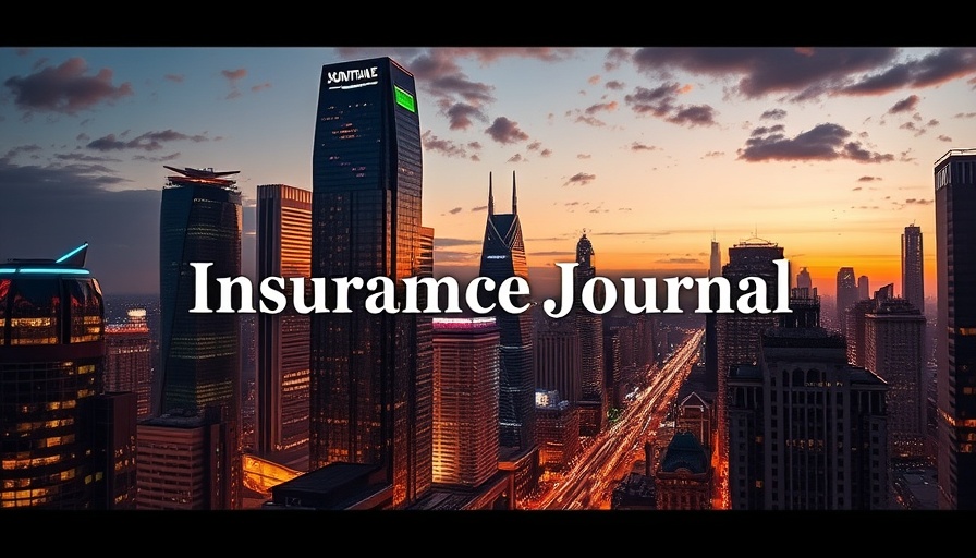 Shanghai cityscape at dusk with 'Insurance Journal' overlay.