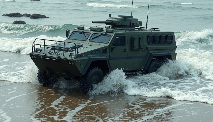Amphibious combat vehicle emerges from ocean in Kongsberg USMC ACV-30 contract.