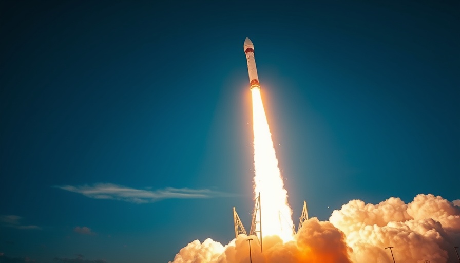 Rocket launch with smoke plume, illustrating automation of SM-6 production line.