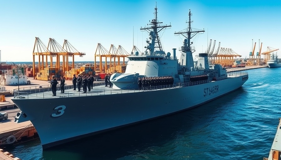 MRO support for U.S. Navy ship at dock with military personnel.