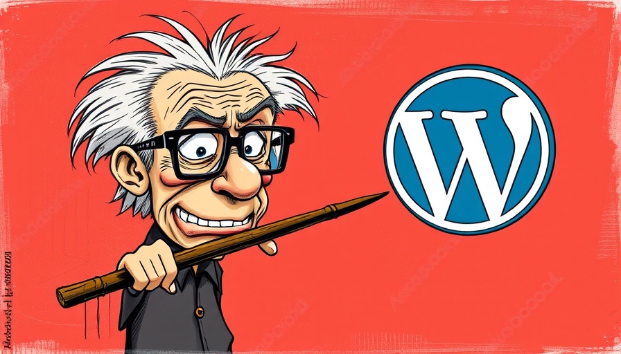 Cartoon character with stick pointing at WordPress logo, Tutor LMS Pro WordPress Plugin Vulnerability.
