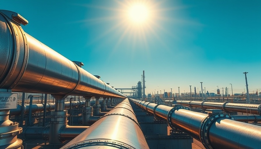Russian oil pipelines supplying Hungary and Slovakia under blue sky.