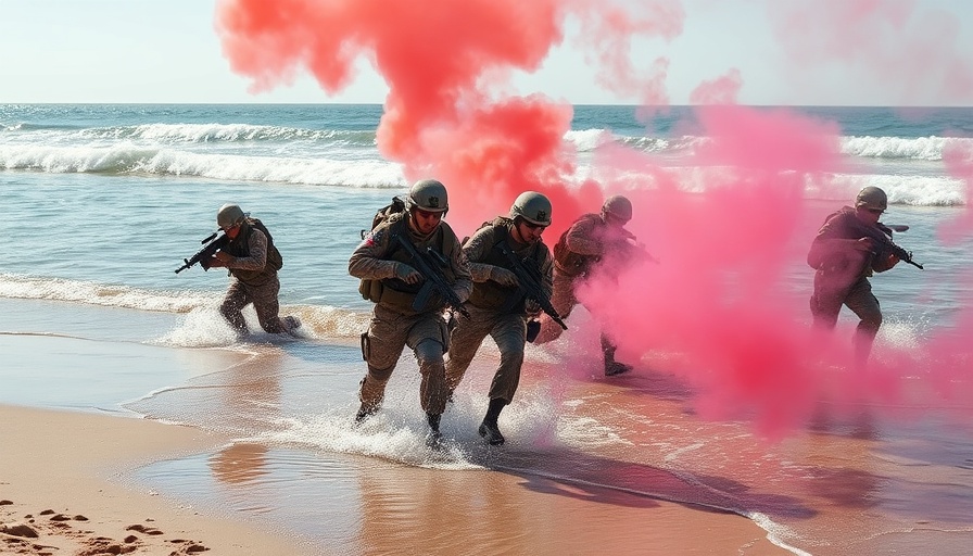 Military in beach drills with smoke, Philippines Australia joint military drills