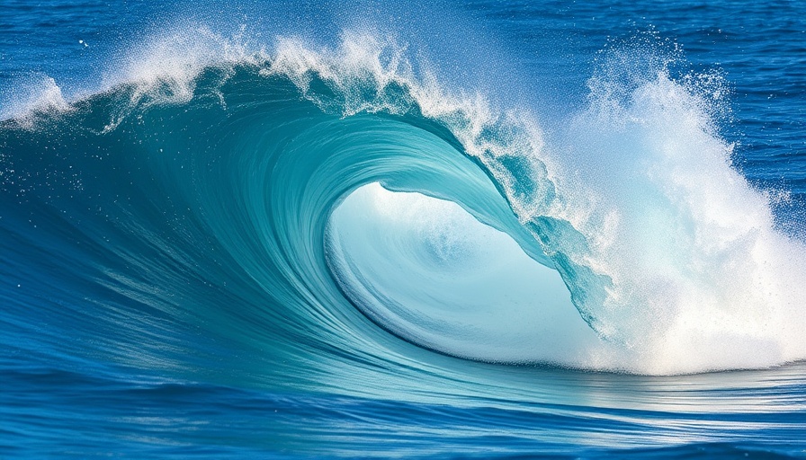 Dynamic ocean wave curling energetically, showcasing movement and energy.
