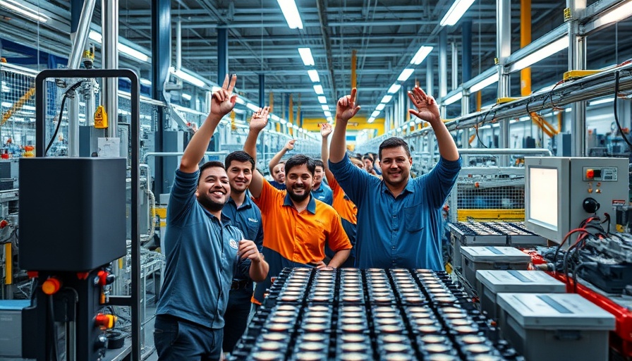 Modern battery plant celebration reflecting UAW Battery Plant Win