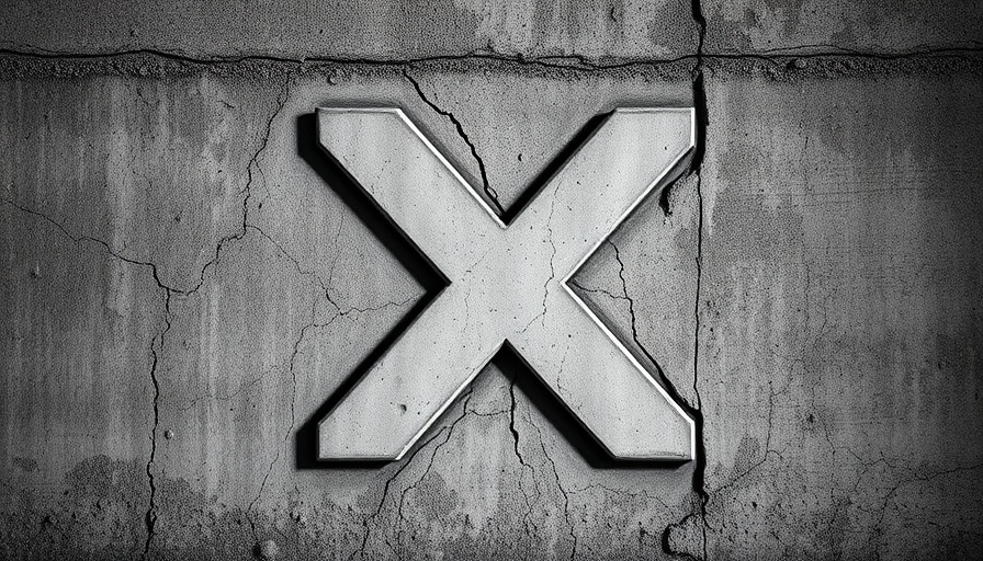 Robust X symbol on weathered concrete wall, conveying trust in XChat encryption.