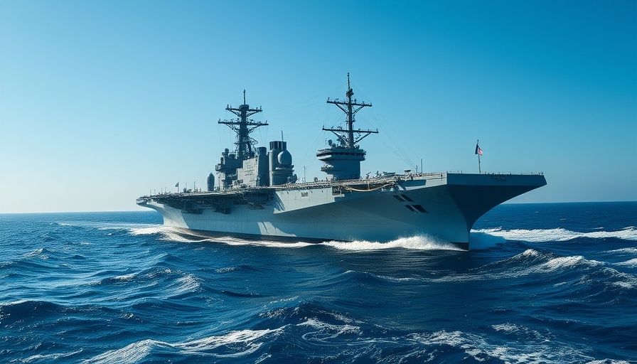 Third Nuclear Powered Aircraft Carrier cruising in the ocean under a blue sky.
