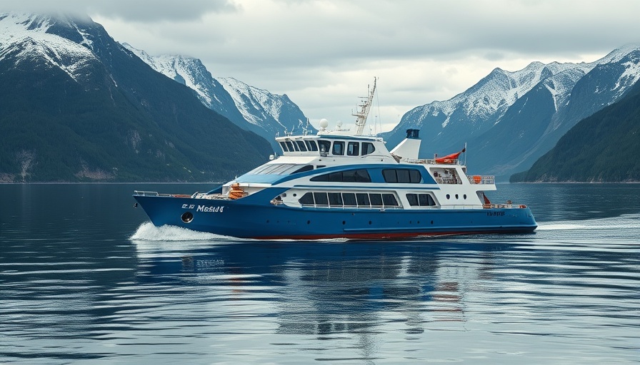 Bernhard Schulte Offshore CSOV navigating through scenic fjord.