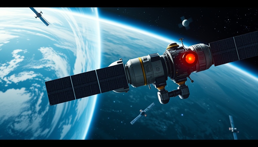 Futuristic scene of SpaceX satellite acquisition in space.