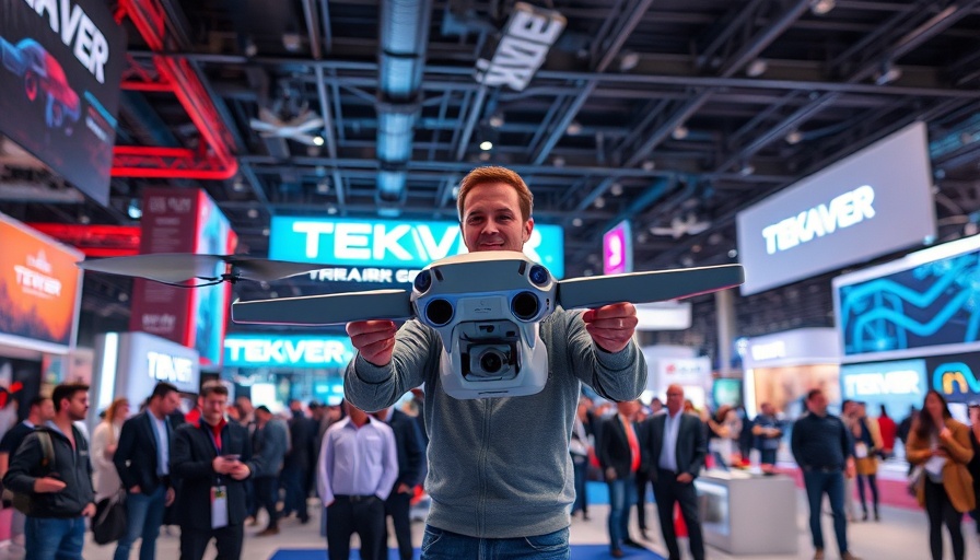 TEKEVER AR3 EVO drone showcased at an exhibition with presenter.