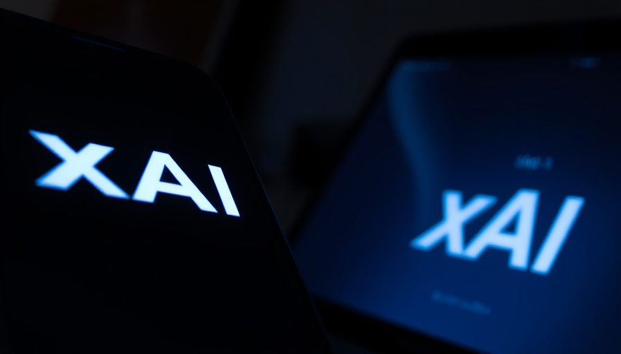 xAI logo displayed on phone and laptop screen.