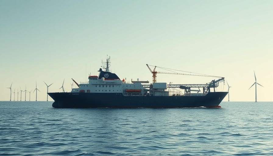 A vessel in offshore energy alliance work installing wind turbines on calm ocean waters.