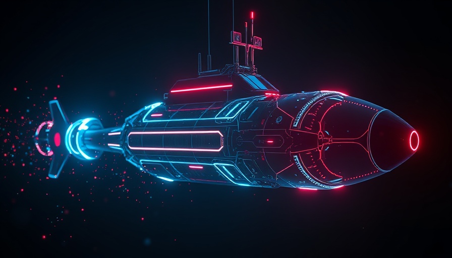 Futuristic submarine design in a generative modeling shipbuilding context.