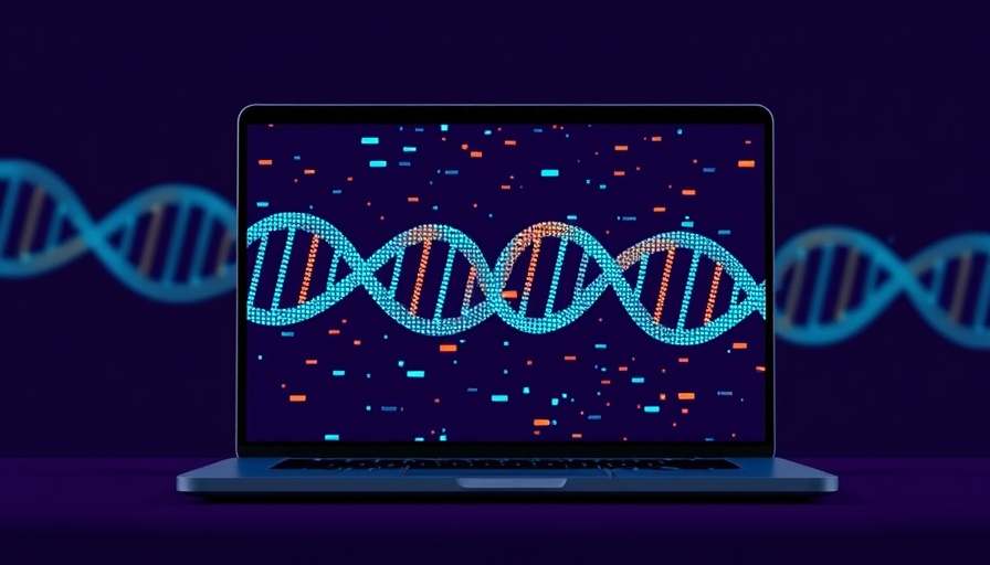 Digital DNA on laptop screen symbolizing AI biosecurity threats.