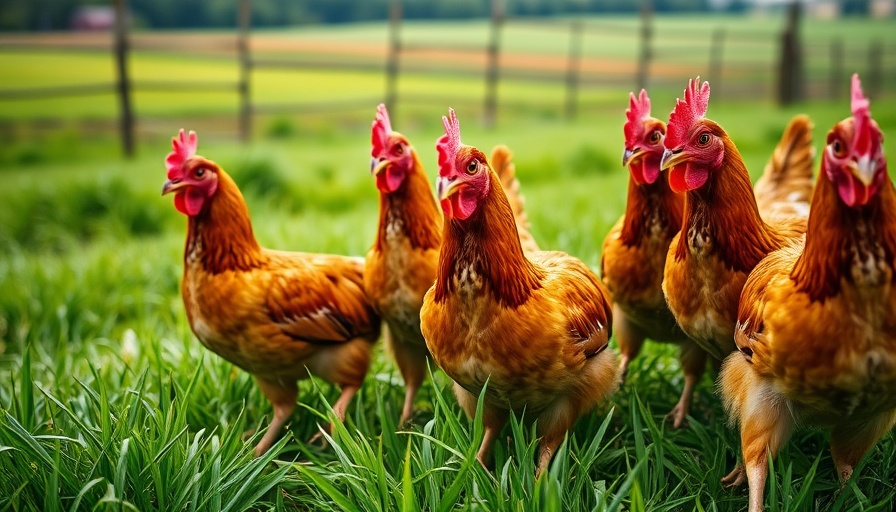 Chickens pecking in grass showcasing benefits of having chickens.