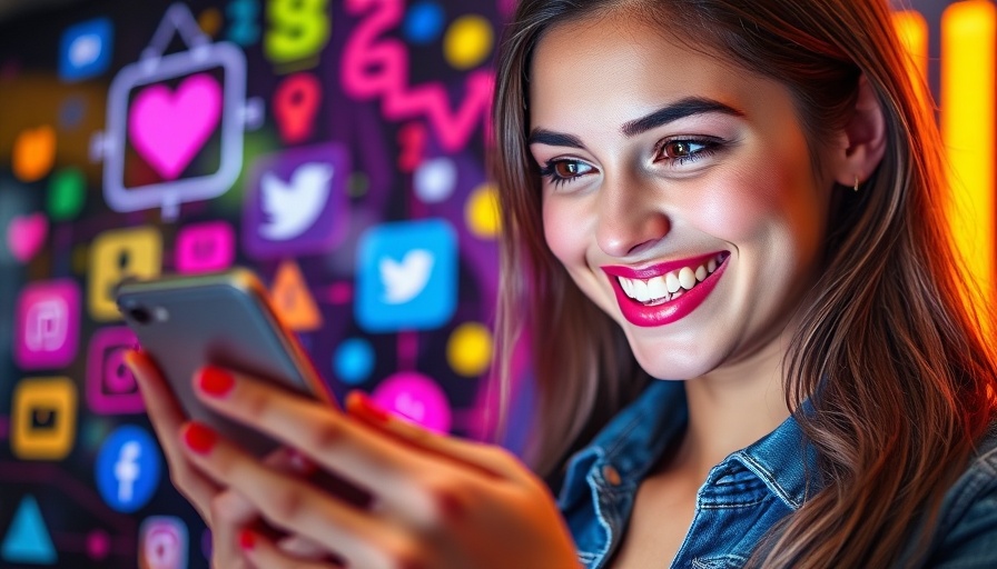 Young woman interacting with smartphone, showcasing digital trends.