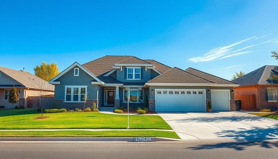 Contemporary house exterior, driveway view, lush lawn