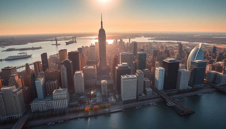 Aerial view of Lower Manhattan, NYC skyline showcasing HUD funding impact.