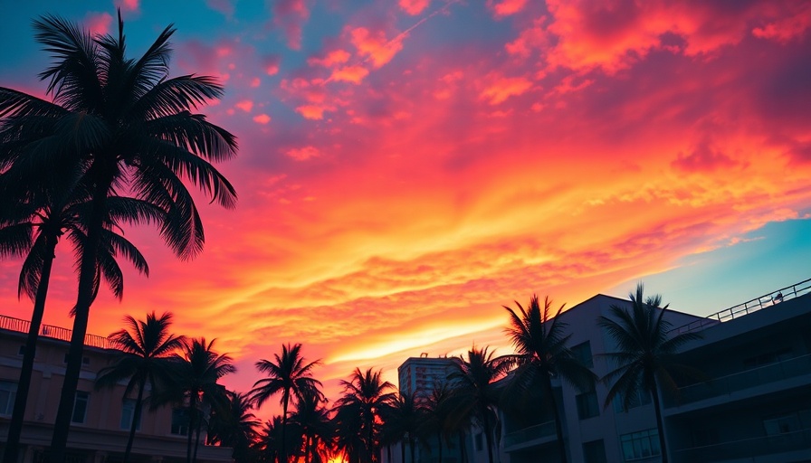 Inman On Tour Miami promo image with palm trees at sunset.