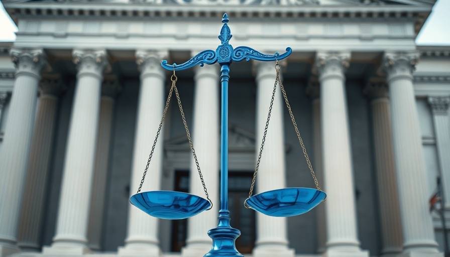 Blue scales of justice at a courthouse, REX Appeal Against Zillow.