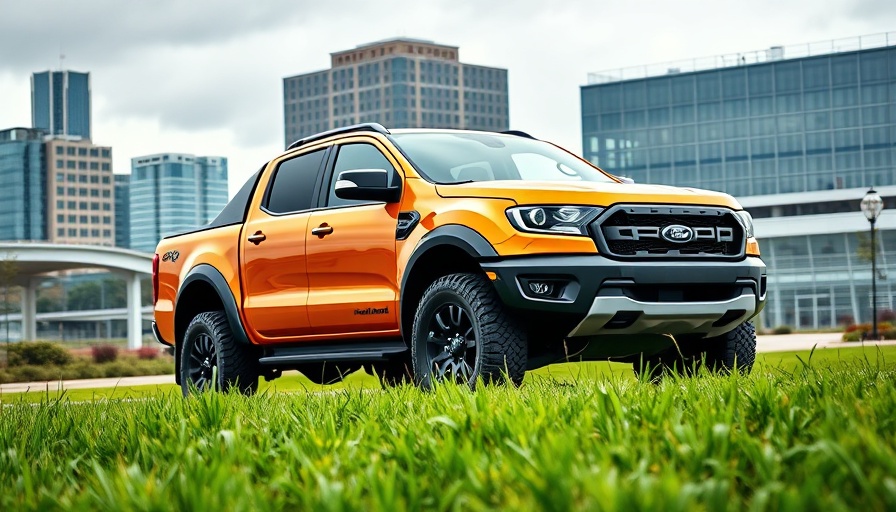 2025 Ford Ranger Raptor parked with an urban backdrop.