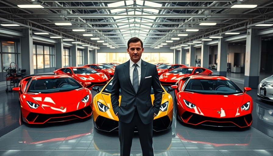 Lamborghinis in a showroom showcasing potential 2024 revenue.