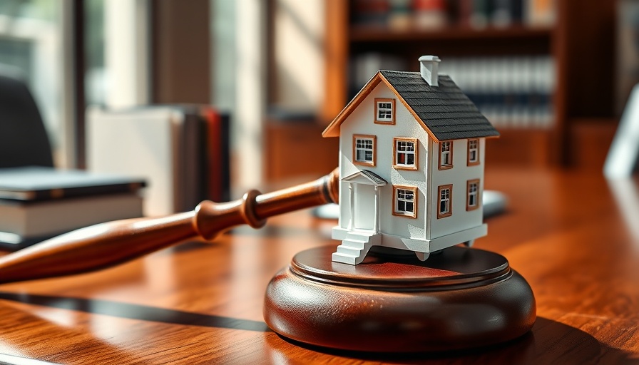 Legal symbolism of house on gavel related to CFPB redlining lawsuit.