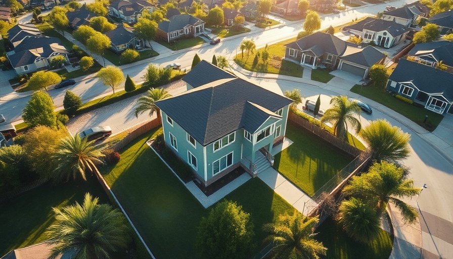 Aerial view of a modern house for roof inspection before buying.