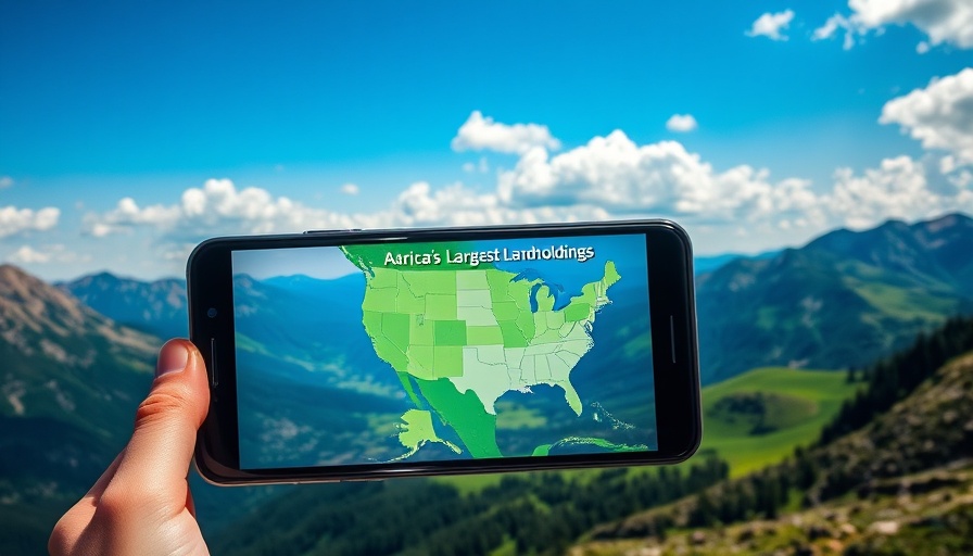 America's Largest Landholdings map displayed over a mountain landscape.