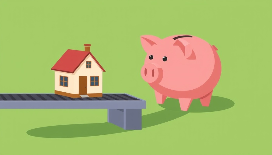 Real estate concept illustration of house and piggy bank.
