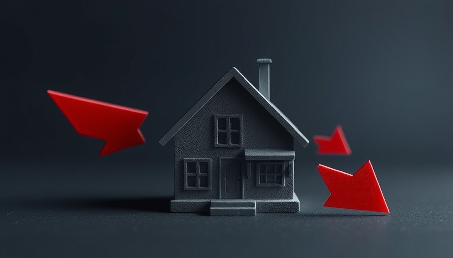 Grayscale miniature house with arrows depicting a reverse mortgage concept.