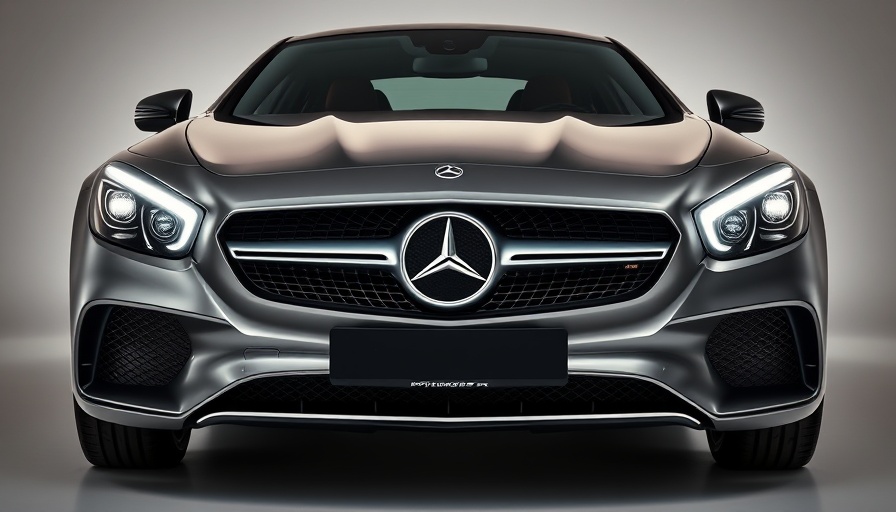 Dramatic front view of Mercedes entry-level car showcasing design.