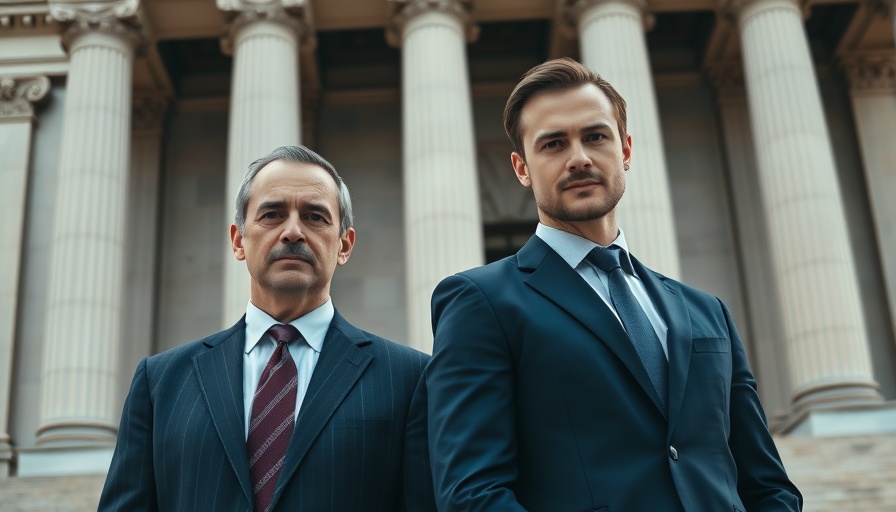 Alexanders stand confidently in front of a grand building, poised in formal attire.