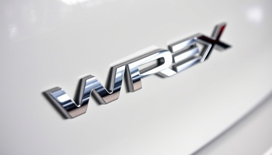 Close-up of Subaru WRX S209 badge on white car, sleek and shiny.