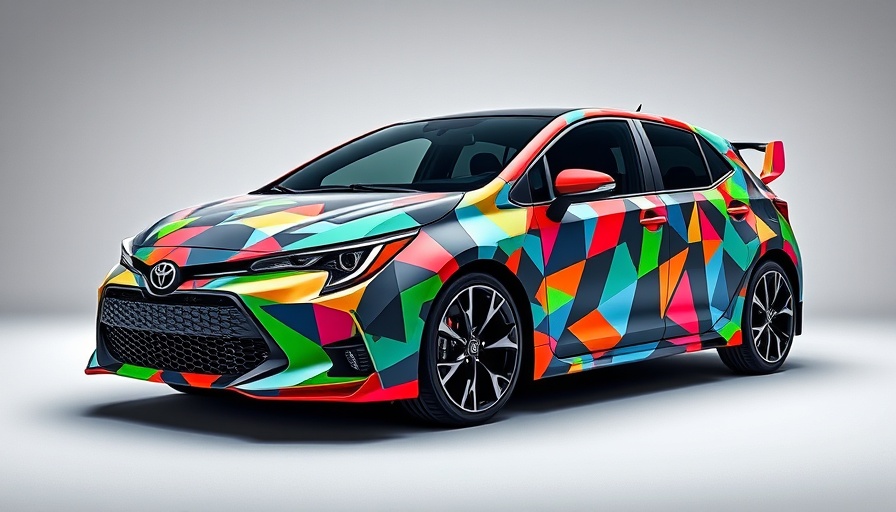 2026 Toyota GR Corolla with vibrant geometric camouflage.