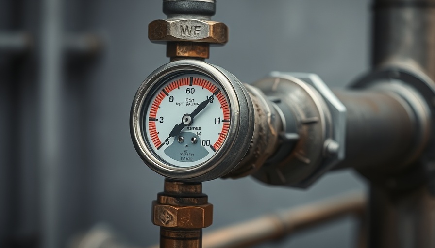 Pressure gauge on pipe with visible gas leak, detecting danger.
