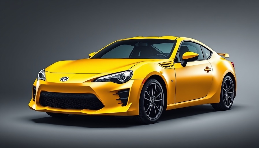 Toyota GR86 Yuzu in striking yellow, sleek design, studio shot.