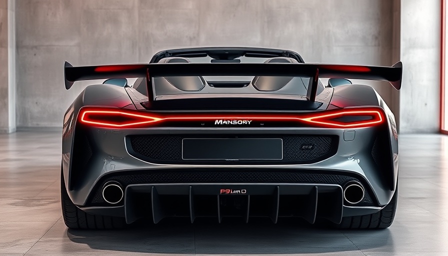 Rear view of Mansory P9LM Evo 900 Cabriolet in a showroom.