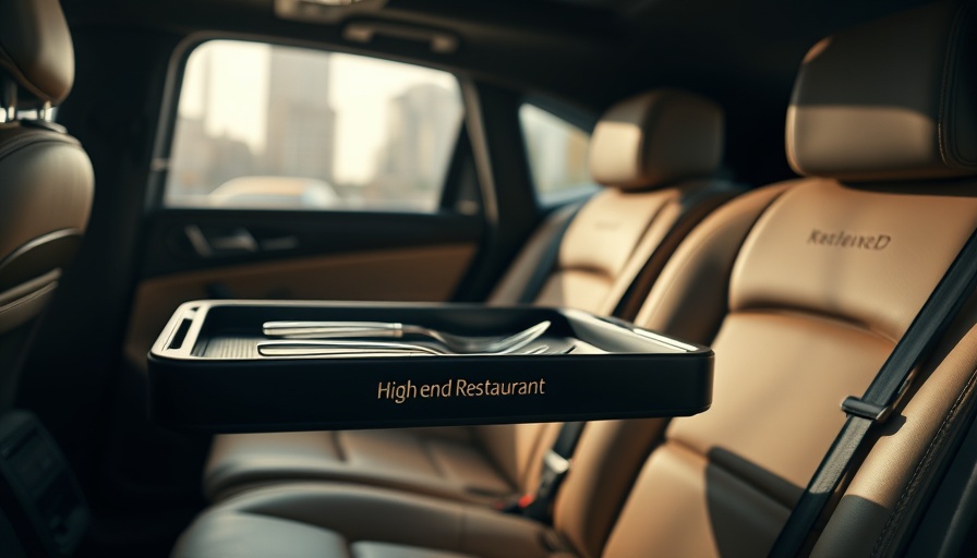 Luxurious car interior with tray, Cadillac of Reservations.