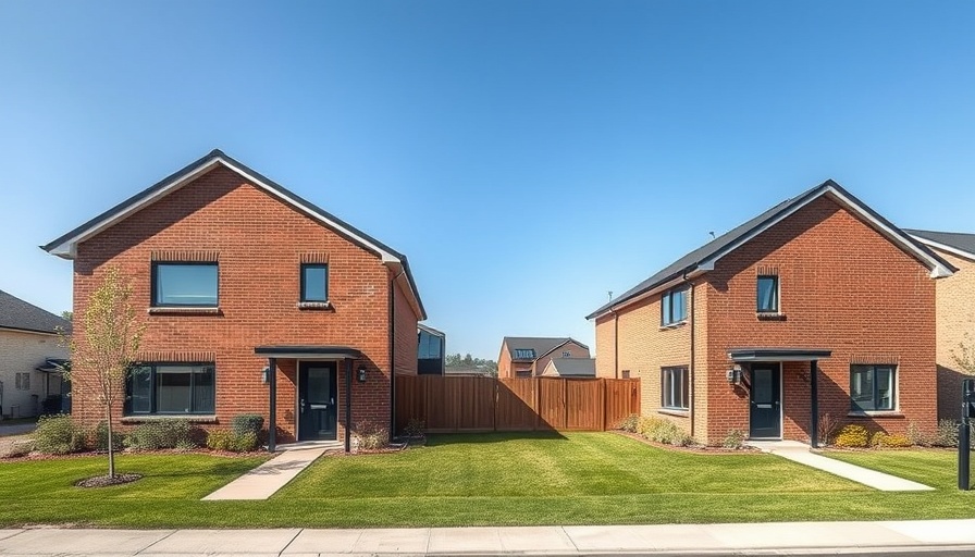 Modern suburban duplex illustrating residential housing and rent stability.