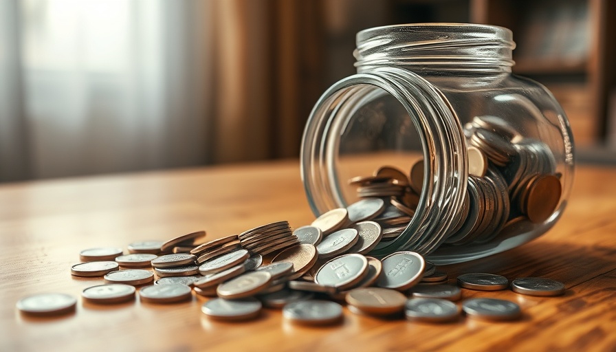 Coins spill from a jar, symbolizing financial transaction.