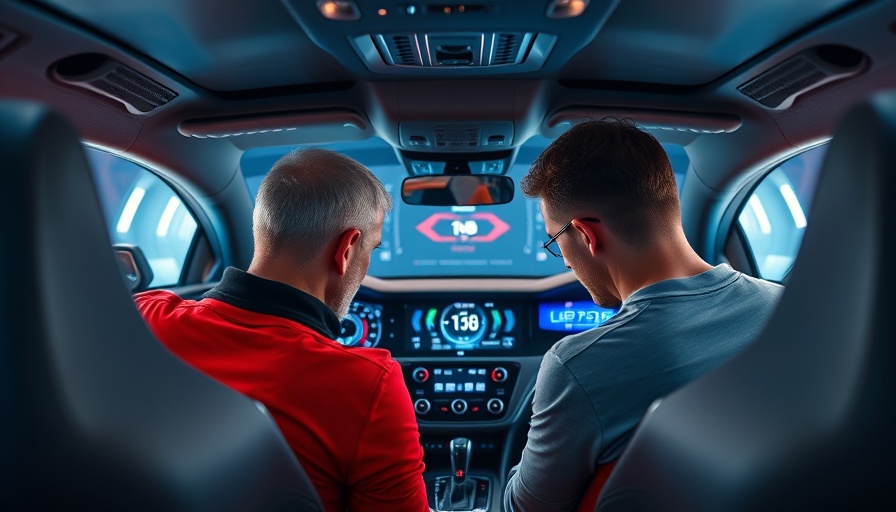 Futuristic car studio with two people exploring BMW emotional EV sounds.