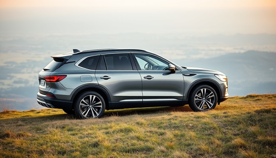 Modern SUV on grassy hilltop highlighting automotive pricing strategies during tariffs.